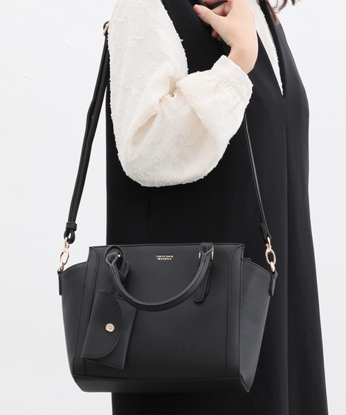 Honeys（ハニーズ）の「ポーチ付きハンドバッグ（ハンドバッグ・レディース・ブラック/ホワイト/ホワイト系その他/グレイッシュベージュ/ボルドー・FREE）」の8枚目の写真