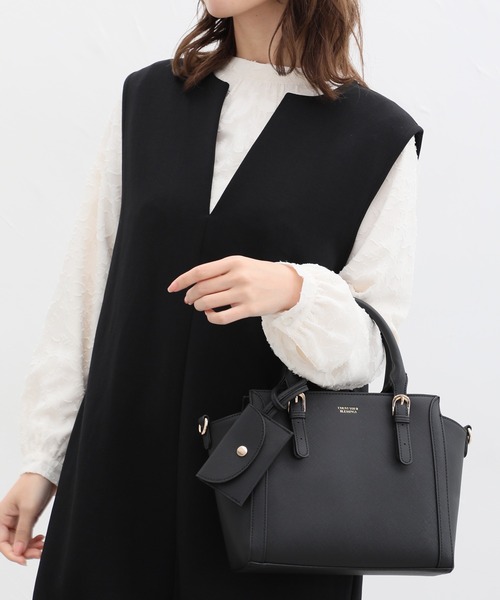 Honeys（ハニーズ）の「ポーチ付きハンドバッグ（ハンドバッグ・レディース・ブラック/ホワイト/ホワイト系その他/グレイッシュベージュ/ボルドー・FREE）」の9枚目の写真