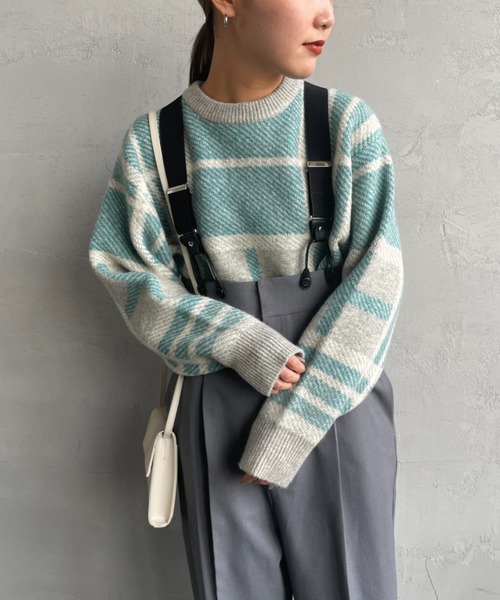 JF Ready Made（ジェイエフレディメイド）の「[Jf Ready Made/ジェイエフレディメイド] チェック柄 ジャガードニットプルオーバー（ニット/セーター・レディース・グレー/キナリ/ブラック・F）」の12枚目の写真