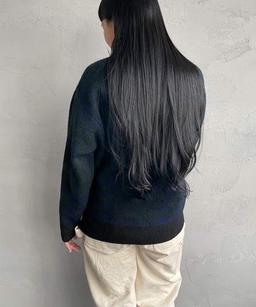 JF Ready Made（ジェイエフレディメイド）の「[Jf Ready Made/ジェイエフレディメイド] チェック柄 ジャガードニットプルオーバー（ニット/セーター・レディース・グレー/キナリ/ブラック・F）」の9枚目の写真