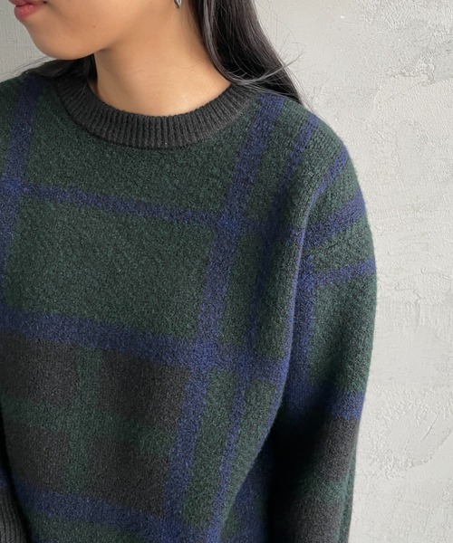 JF Ready Made（ジェイエフレディメイド）の「[Jf Ready Made/ジェイエフレディメイド] チェック柄 ジャガードニットプルオーバー（ニット/セーター・レディース・グレー/キナリ/ブラック・F）」の10枚目の写真