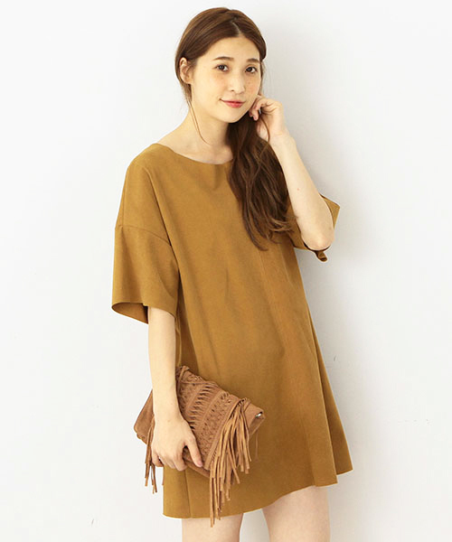 Another Edition(アナザーエディション)の「フェイクスウェードチュニックワンピース/AEBC FAKE SUEDE TU OP◆(ワンピース・レディース・ベージュ/ブラウン・フリー)」の1枚目の写真