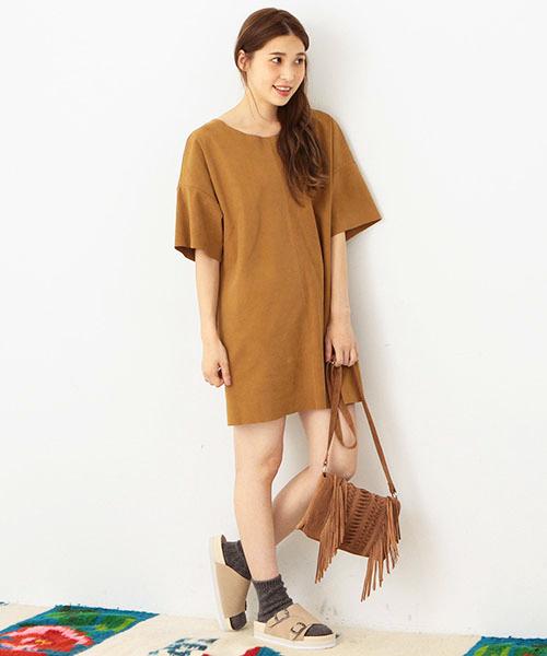 Another Edition(アナザーエディション)の「フェイクスウェードチュニックワンピース/AEBC FAKE SUEDE TU OP◆(ワンピース・レディース・ベージュ/ブラウン・フリー)」の13枚目の写真