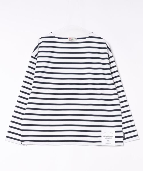 Traditional Weatherwear(トラディショナルウェザーウェア)の「【UNIONWEAR】MARINE BORDER 001(Tシャツ/カットソー・メンズ・ホワイト×グリーン・M)」の1枚目の写真