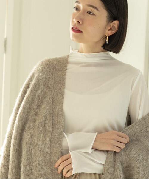 OPAQUE.CLIP(オペークドットクリップ)の「◆≪ヒルナンデス!で紹介≫ シアーメロウハイネックトップス(Tシャツ/カットソー・レディース・ライトグレー/ホワイト/スモーキーグリーン系/ブラック・38/40/42/36)」の11枚目の写真