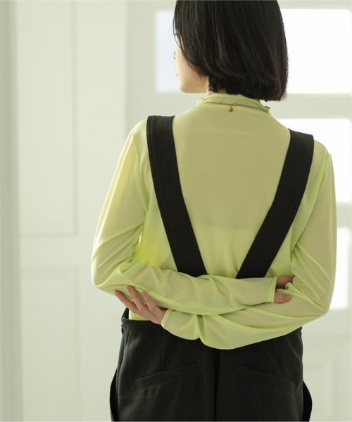 OPAQUE.CLIP(オペークドットクリップ)の「◆≪ヒルナンデス!で紹介≫ シアーメロウハイネックトップス(Tシャツ/カットソー・レディース・ライトグレー/ホワイト/スモーキーグリーン系/ブラック・38/40/42/36)」の7枚目の写真