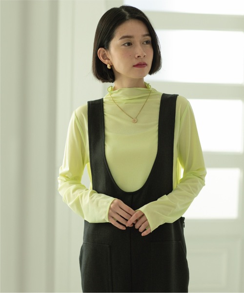 OPAQUE.CLIP(オペークドットクリップ)の「◆≪ヒルナンデス!で紹介≫ シアーメロウハイネックトップス(Tシャツ/カットソー・レディース・ライトグレー/ホワイト/スモーキーグリーン系/ブラック・38/40/42/36)」の8枚目の写真