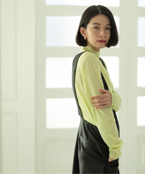 OPAQUE.CLIP(オペークドットクリップ)の「◆≪ヒルナンデス!で紹介≫ シアーメロウハイネックトップス(Tシャツ/カットソー・レディース・ライトグレー/ホワイト/スモーキーグリーン系/ブラック・38/40/42/36)」の9枚目の写真