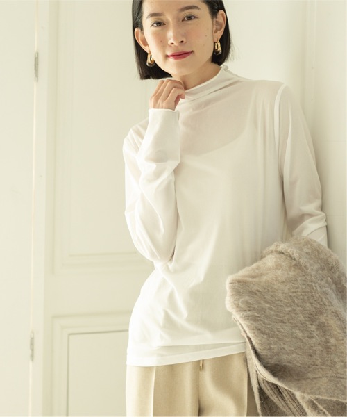 OPAQUE.CLIP（オペークドットクリップ）の「◆≪ヒルナンデス！で紹介≫ シアーメロウハイネックトップス（Tシャツ/カットソー・レディース・ライトグレー/ホワイト/スモーキーグリーン系/ブラック・38/40/42/36）」の16枚目の写真