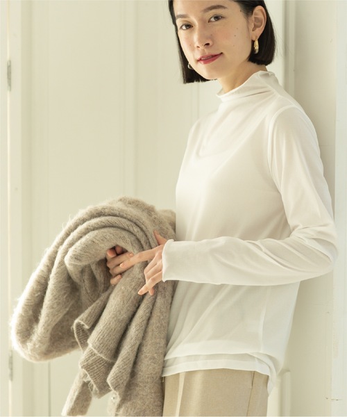 OPAQUE.CLIP（オペークドットクリップ）の「◆≪ヒルナンデス！で紹介≫ シアーメロウハイネックトップス（Tシャツ/カットソー・レディース・ライトグレー/ホワイト/スモーキーグリーン系/ブラック・38/40/42/36）」の17枚目の写真