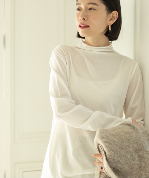 OPAQUE.CLIP（オペークドットクリップ）の「◆≪ヒルナンデス！で紹介≫ シアーメロウハイネックトップス（Tシャツ/カットソー・レディース・ライトグレー/ホワイト/スモーキーグリーン系/ブラック・38/40/42/36）」の18枚目の写真