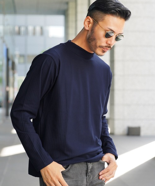 jiggys shop（ジギーズショップ）の「モックネックロンT カットソー（Tシャツ/カットソー・メンズ・チャコール/ブラック/ネイビー/ワイン/グレー・LARGE/X-LARGE/MEDIUM）」の4枚目の写真