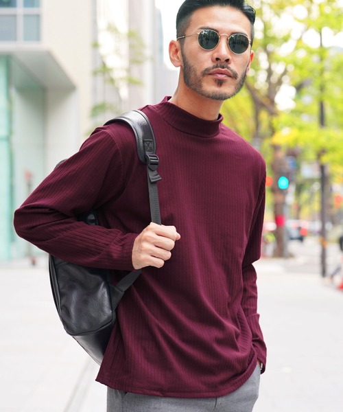 jiggys shop（ジギーズショップ）の「モックネックロンT カットソー（Tシャツ/カットソー・メンズ・チャコール/ブラック/ネイビー/ワイン/グレー・LARGE/X-LARGE/MEDIUM）」の5枚目の写真