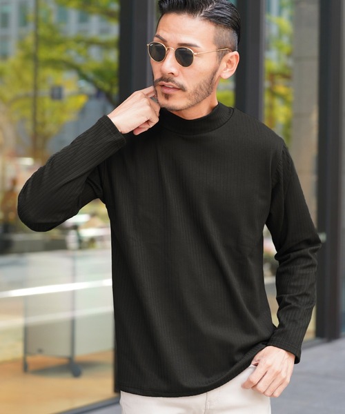 jiggys shop（ジギーズショップ）の「モックネックロンT カットソー（Tシャツ/カットソー・メンズ・チャコール/ブラック/ネイビー/ワイン/グレー・LARGE/X-LARGE/MEDIUM）」の2枚目の写真
