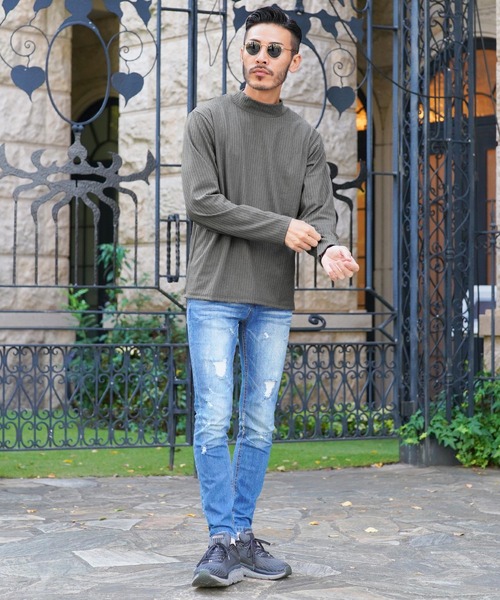 jiggys shop（ジギーズショップ）の「モックネックロンT カットソー（Tシャツ/カットソー・メンズ・チャコール/ブラック/ネイビー/ワイン/グレー・LARGE/X-LARGE/MEDIUM）」の9枚目の写真