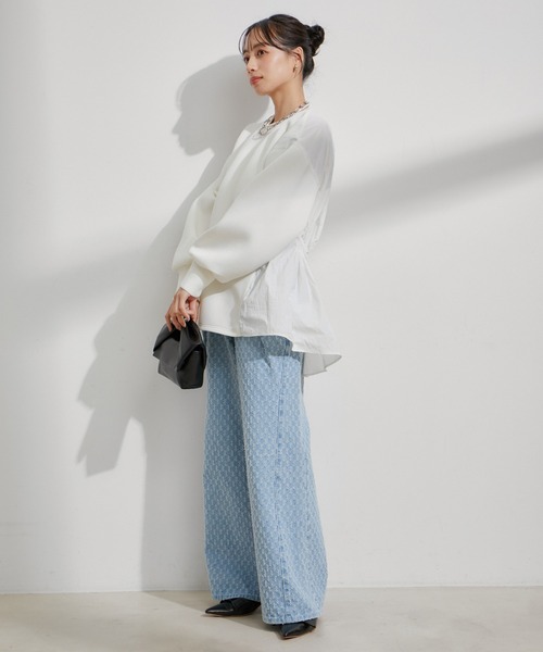 VIS(ビス)の「【スフレタッチシリーズ】ドロストドッキングチュニックプルオーバー(その他トップス・レディース・ブラック/キナリ・FREE)」の7枚目の写真