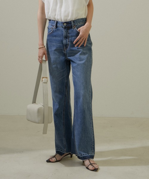 SALON adam et rope' セミフレアデニム SALON adam et rope' ジーンズ デニム デニムパンツ COTTON USA