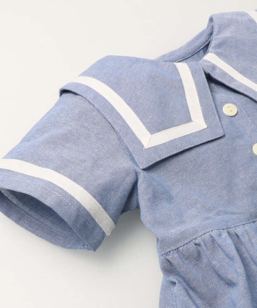 Moujonjon（ムージョンジョン）の「ダンガリーセーラーワンピース（ワンピース・キッズ・ブルー・90/100/110/120/130/140）」の3枚目の写真