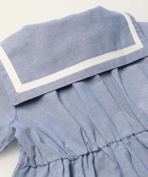 Moujonjon（ムージョンジョン）の「ダンガリーセーラーワンピース（ワンピース・キッズ・ブルー・90/100/110/120/130/140）」の4枚目の写真