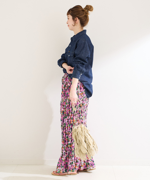 B.C STOCK(ベーセーストック)の「《追加》【Gleamy/グリーミー】フラワープリントスカート2(スカート・レディース・パープル・FREE)」の12枚目の写真