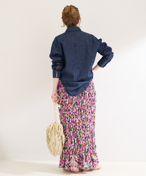 B.C STOCK(ベーセーストック)の「《追加》【Gleamy/グリーミー】フラワープリントスカート2(スカート・レディース・パープル・FREE)」の13枚目の写真