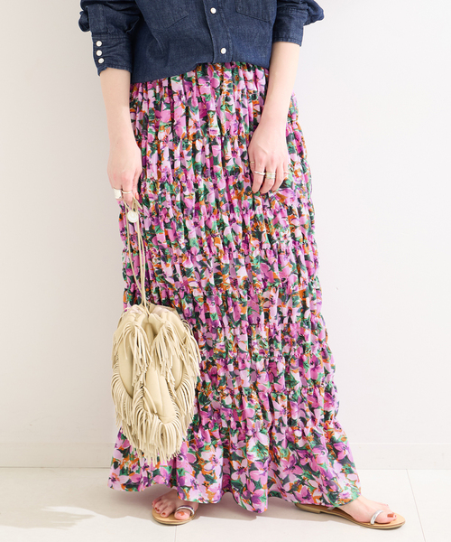 B.C STOCK(ベーセーストック)の「《追加》【Gleamy/グリーミー】フラワープリントスカート2(スカート・レディース・パープル・FREE)」の14枚目の写真