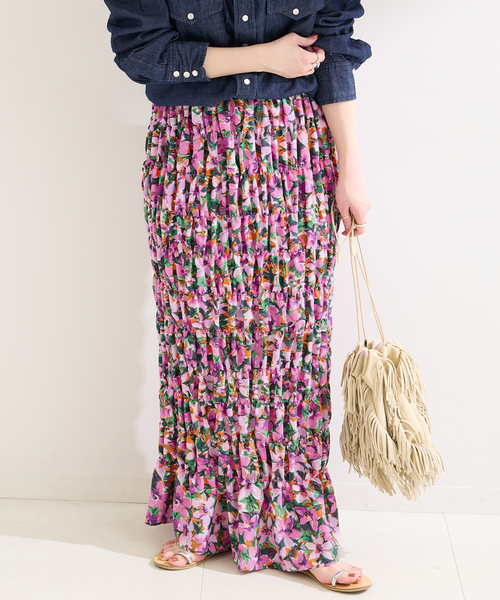 B.C STOCK(ベーセーストック)の「《追加》【Gleamy/グリーミー】フラワープリントスカート2(スカート・レディース・パープル・FREE)」の15枚目の写真