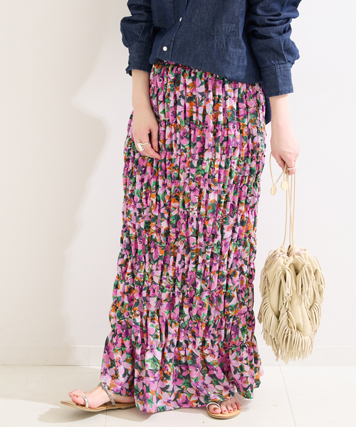 B.C STOCK(ベーセーストック)の「《追加》【Gleamy/グリーミー】フラワープリントスカート2(スカート・レディース・パープル・FREE)」の16枚目の写真