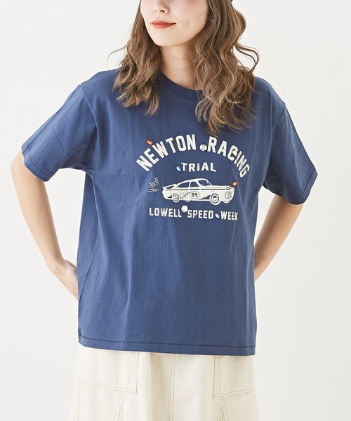 CUBE SUGAR（キューブシュガー）の「OE天竺カットソービジュー付ロゴプリントTシャツ（Tシャツ/カットソー・レディース・オレンジ/ネイビー/ホワイト/マルチ・M）」の3枚目の写真