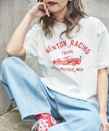 CUBE SUGAR | OE天竺カットソービジュー付ロゴプリントTシャツ(Tシャツ/カットソー)