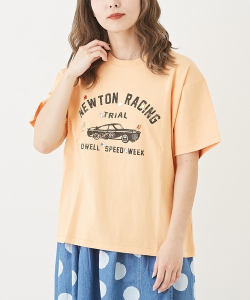 CUBE SUGAR（キューブシュガー）の「OE天竺カットソービジュー付ロゴプリントTシャツ（Tシャツ/カットソー・レディース・オレンジ/ネイビー/ホワイト/マルチ・M）」の4枚目の写真