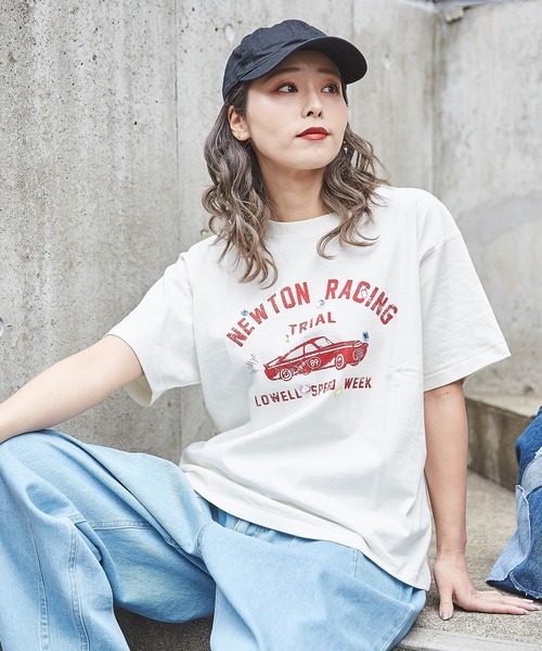 CUBE SUGAR（キューブシュガー）の「OE天竺カットソービジュー付ロゴプリントTシャツ（Tシャツ/カットソー・レディース・オレンジ/ネイビー/ホワイト/マルチ・M）」の5枚目の写真