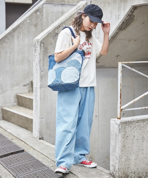 CUBE SUGAR（キューブシュガー）の「OE天竺カットソービジュー付ロゴプリントTシャツ（Tシャツ/カットソー・レディース・オレンジ/ネイビー/ホワイト/マルチ・M）」の6枚目の写真