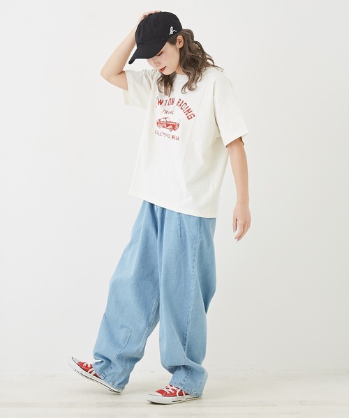 CUBE SUGAR（キューブシュガー）の「OE天竺カットソービジュー付ロゴプリントTシャツ（Tシャツ/カットソー・レディース・オレンジ/ネイビー/ホワイト/マルチ・M）」の7枚目の写真