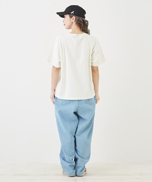 CUBE SUGAR（キューブシュガー）の「OE天竺カットソービジュー付ロゴプリントTシャツ（Tシャツ/カットソー・レディース・オレンジ/ネイビー/ホワイト/マルチ・M）」の8枚目の写真