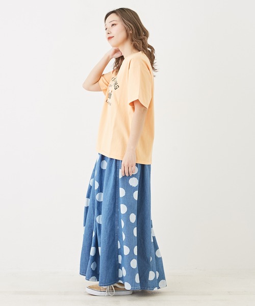 CUBE SUGAR（キューブシュガー）の「OE天竺カットソービジュー付ロゴプリントTシャツ（Tシャツ/カットソー・レディース・オレンジ/ネイビー/ホワイト/マルチ・M）」の10枚目の写真