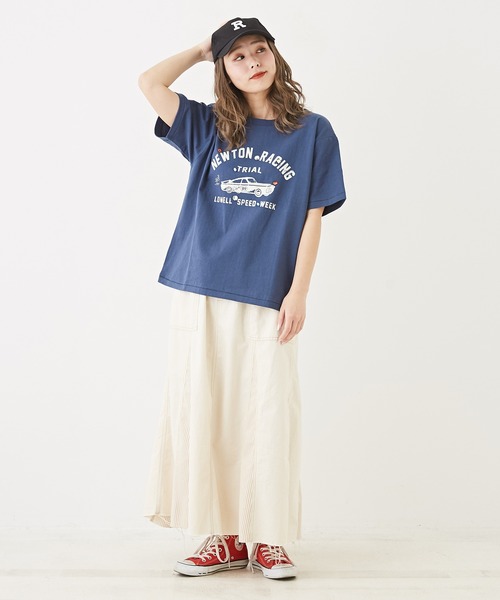 CUBE SUGAR（キューブシュガー）の「OE天竺カットソービジュー付ロゴプリントTシャツ（Tシャツ/カットソー・レディース・オレンジ/ネイビー/ホワイト/マルチ・M）」の13枚目の写真