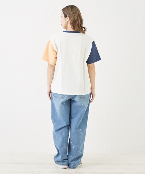 CUBE SUGAR（キューブシュガー）の「OE天竺カットソービジュー付ロゴプリントTシャツ（Tシャツ/カットソー・レディース・オレンジ/ネイビー/ホワイト/マルチ・M）」の20枚目の写真