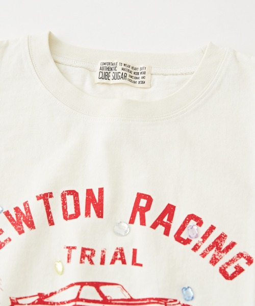 CUBE SUGAR（キューブシュガー）の「OE天竺カットソービジュー付ロゴプリントTシャツ（Tシャツ/カットソー・レディース・オレンジ/ネイビー/ホワイト/マルチ・M）」の22枚目の写真