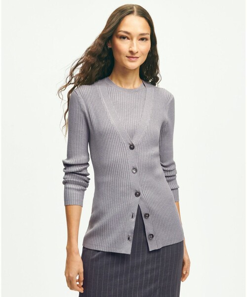 BROOKS BROTHERS(ブルックスブラザーズ)の「シルクブレンド クルーネック ノースリーブセーター(ニット/セーター・レディース・ネイビー/ヘザーグレー・SMALL/X-SMALL/LARGE/MEDIUM)」の16枚目の写真