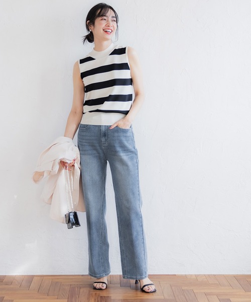 coca（coca）（コカ）の「サイドマチストレッチストレートデニム【しゃがめるデニム】（デニムパンツ・レディース・ブルー系その他・L/M/S）」の10枚目の写真