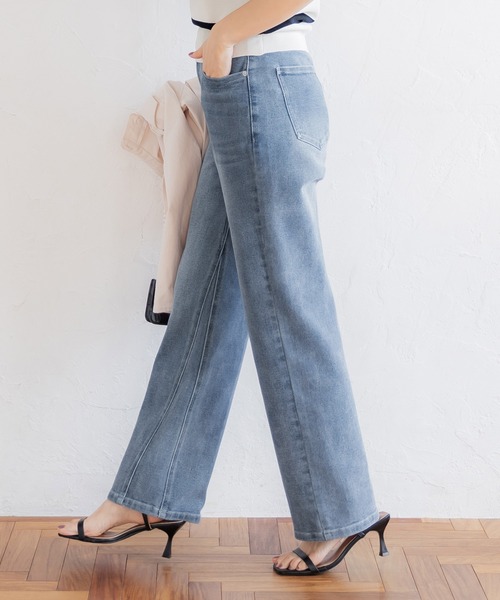 coca（coca）（コカ）の「サイドマチストレッチストレートデニム【しゃがめるデニム】（デニムパンツ・レディース・ブルー系その他・L/M/S）」の11枚目の写真