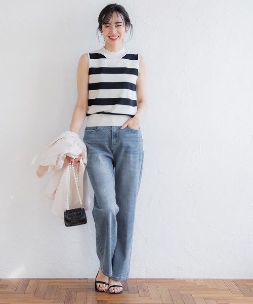 coca（coca）（コカ）の「サイドマチストレッチストレートデニム【しゃがめるデニム】（デニムパンツ・レディース・ブルー系その他・L/M/S）」の7枚目の写真