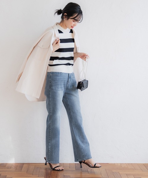 coca（coca）（コカ）の「サイドマチストレッチストレートデニム【しゃがめるデニム】（デニムパンツ・レディース・ブルー系その他・L/M/S）」の2枚目の写真