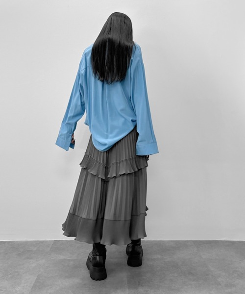 LVEU.(ラブユ.)の「【LVEU.】アシメフリルスカート / ボトムス スカート プリーツ ティアード アシメ アシンメトリー フリル ブラック グレー ZOZOTOWN限定(スカート・レディース・ブラック/グレー・FREE)」の8枚目の写真
