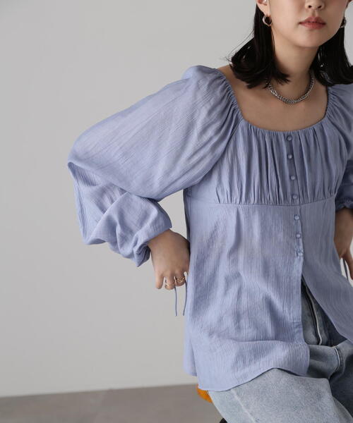 FREE'S MART（フリーズマート）の「フロントスリット2WAYオフショルギャザーブラウス（シャツ/ブラウス・レディース・ブルー/ブラック/ホワイト・FREE）」の17枚目の写真