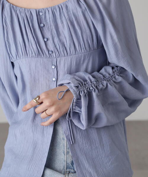 FREE'S MART（フリーズマート）の「フロントスリット2WAYオフショルギャザーブラウス（シャツ/ブラウス・レディース・ブルー/ブラック/ホワイト・FREE）」の18枚目の写真