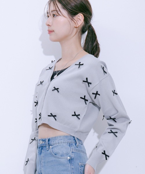 Jayro(ジャイロ)の「麻タッチ天竺リボン付きカーディガン(カーディガン/ボレロ・レディース・グレー/ネイビー/ピンク/ホワイト系その他・M)」の18枚目の写真