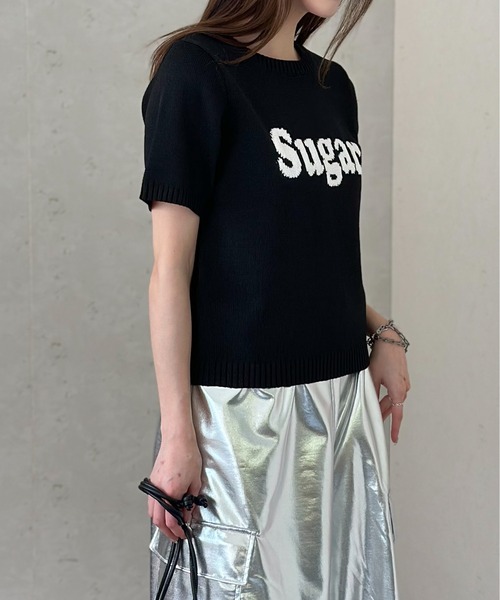 Per sist ence(パーシエンス)の「ジャガードロゴ半袖ニット/手洗いOK(ニット/セーター・レディース・イエロー/オフホワイト/グレー/ブラック・FREE)」の11枚目の写真