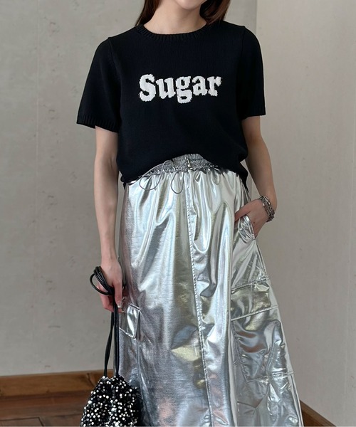 Per sist ence(パーシエンス)の「ジャガードロゴ半袖ニット/手洗いOK(ニット/セーター・レディース・イエロー/オフホワイト/グレー/ブラック・FREE)」の16枚目の写真